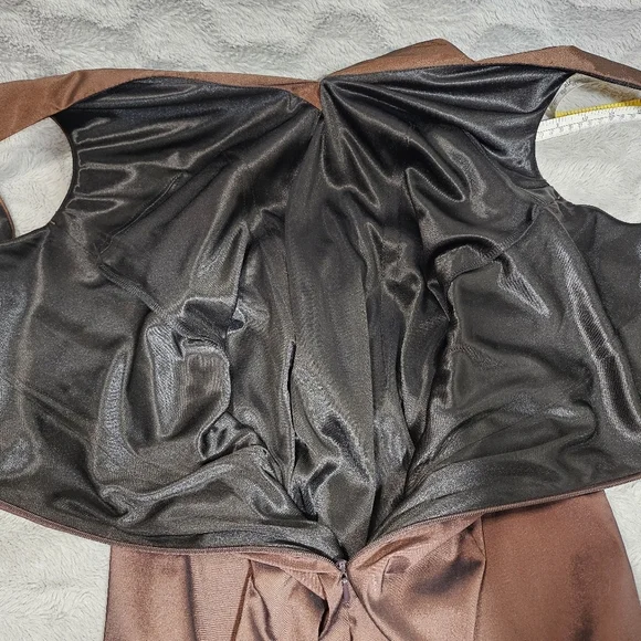 David Meister Brown Copper Bronze Cocktail Dress Beaded 6 - Picture 13 of 16